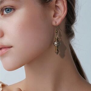 Chico's Antique Gold Drop Bead Earrings